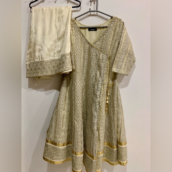 ASIM JOFA  Cream and Purple Embellished Dress - Picture 8 of 17